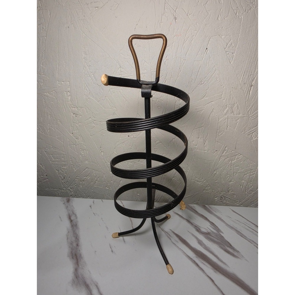 Vintage 1950s Black Metal Spiral Spinning Earring Jewelry Display Stand
